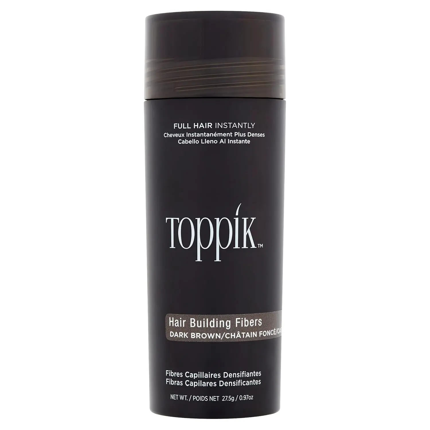 Toppik hair building fibers made of natural keratin protein instantly create the look of thicker, fuller hair, concealing thinning areas and providing a natural appearance for both men and women.