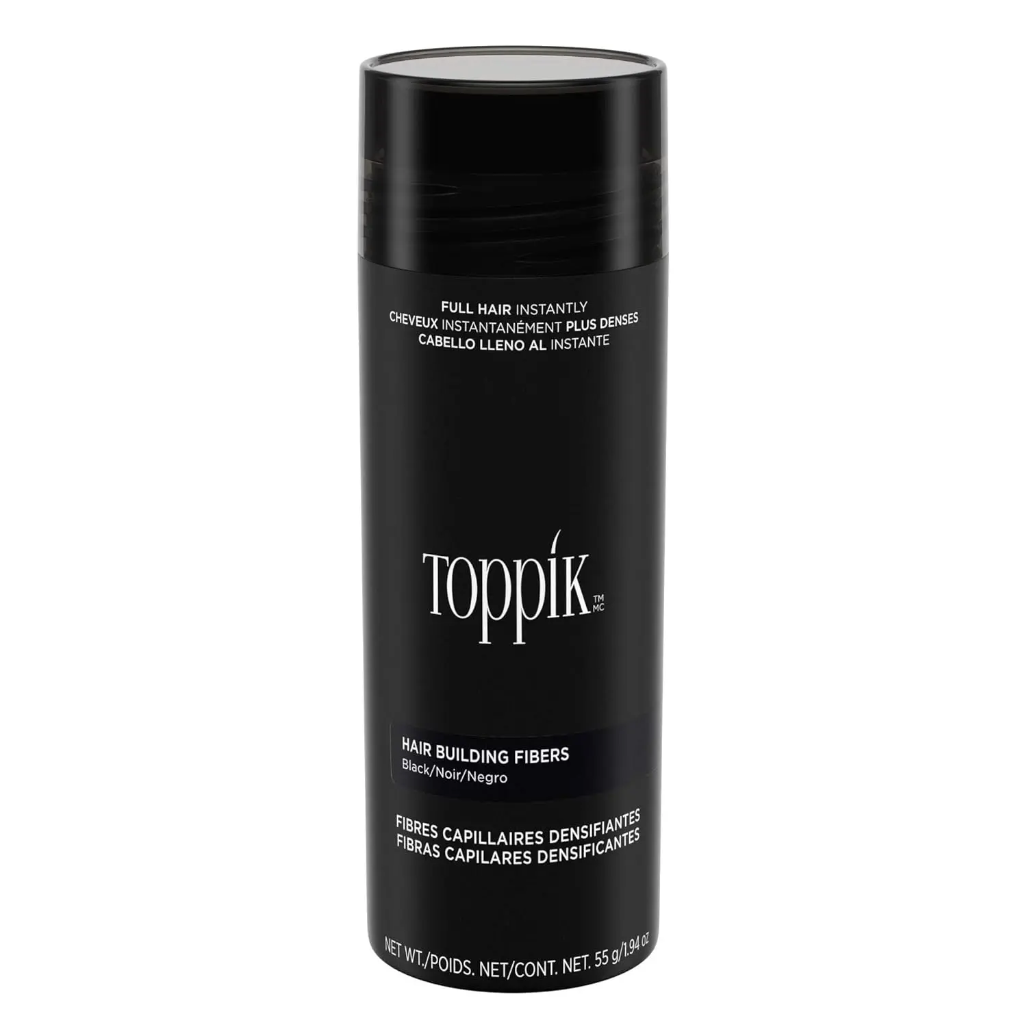 Toppik hair building fibers instantly create thicker, fuller-looking hair by clinging to existing strands and concealing thinning areas with natural keratin protein.