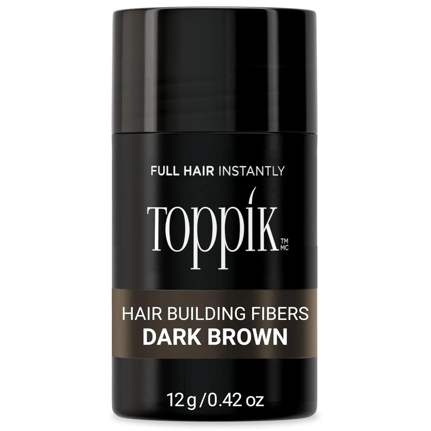 Toppik hair building fibers made with natural Keratin protein, instantly create the look of thicker, fuller hair, concealing thinning and balding areas.