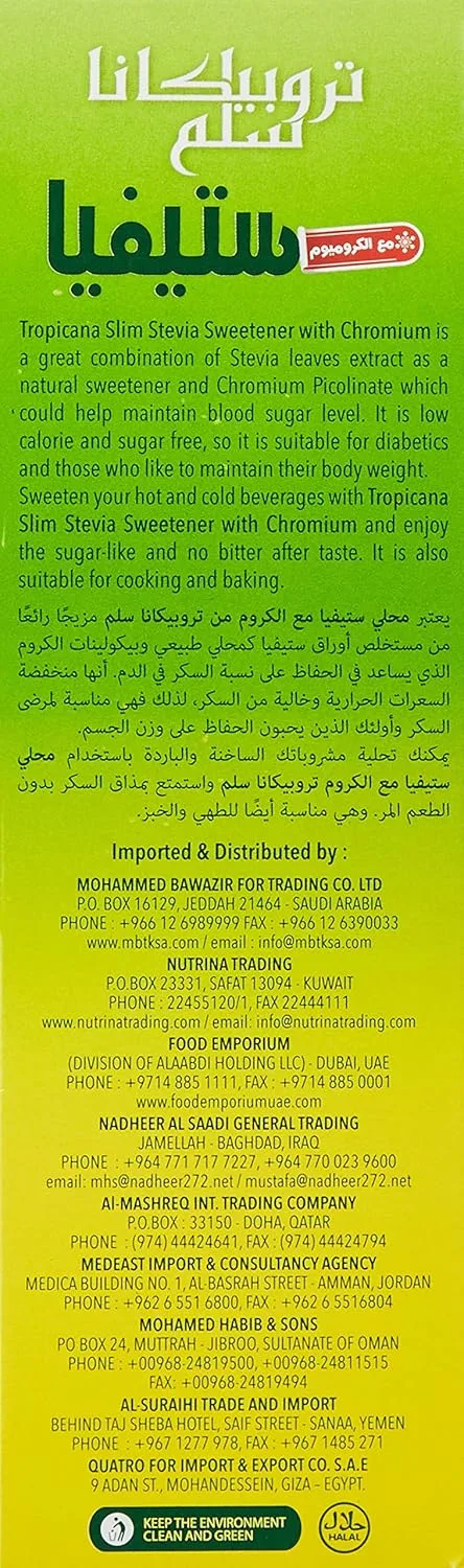 Tropicana Slim Stevia Sweetener Chromium - 100 Count - Image 4