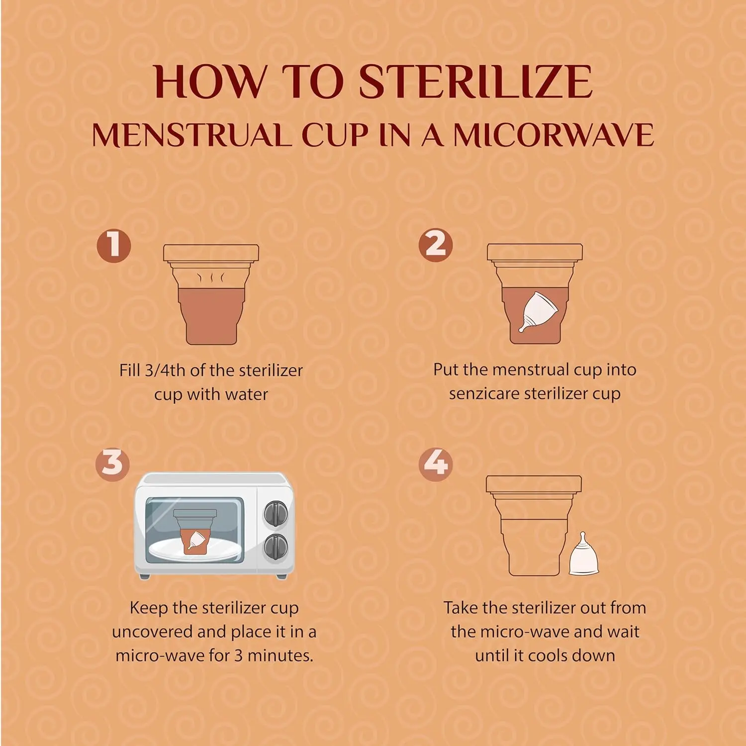 Truecup medium reusable menstrual cup and sterilizer for safe, leakproof, and odor-free periods, made with FDA-approved medical-grade silicone and gentle menstrual cup wash for pH balance.