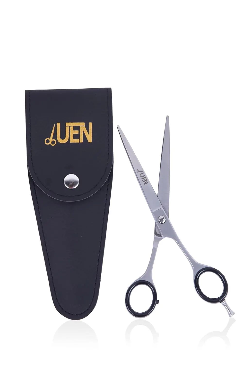 These UEN professional 7-inch hair cutting scissors are crafted from durable stainless steel with razor edges for smooth, precise haircuts at home or in the salon for women, men, and kids.