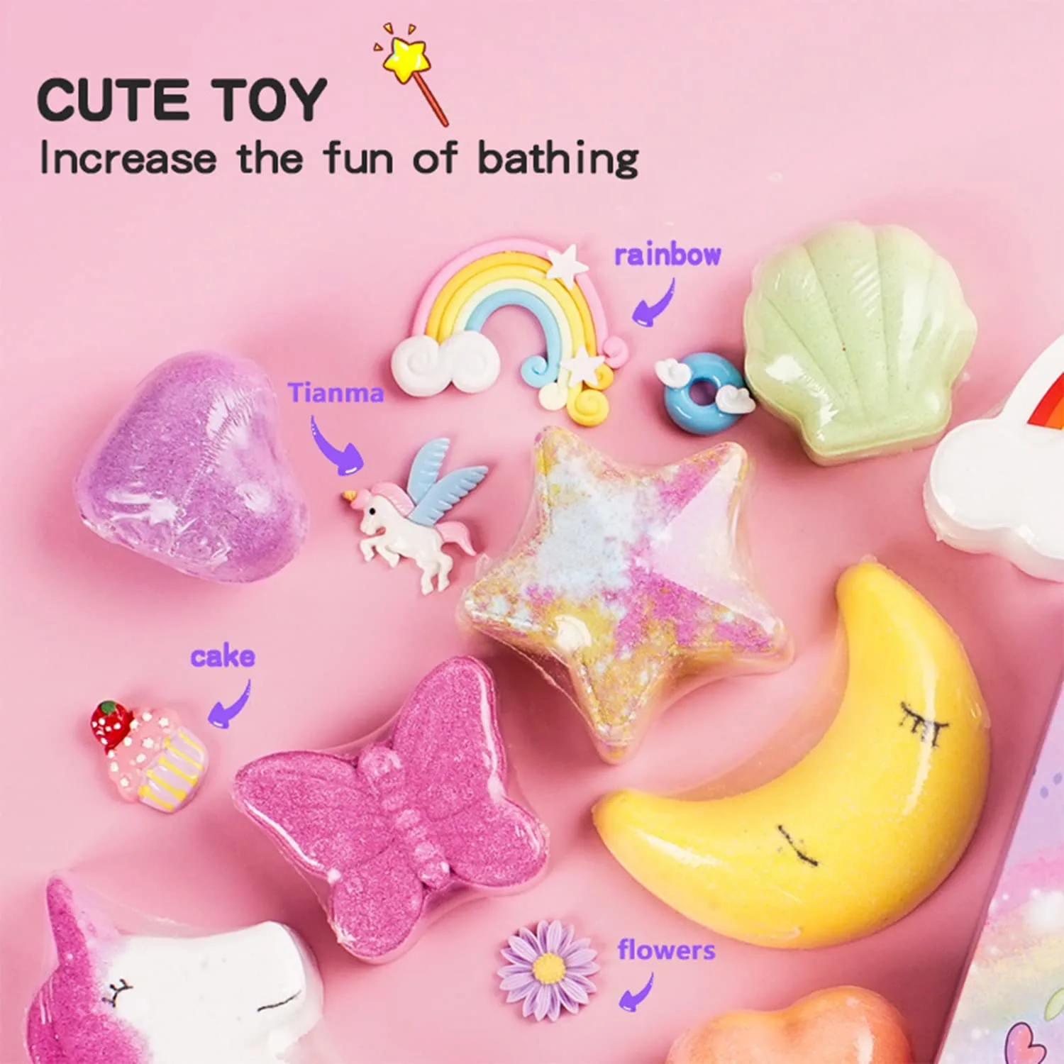 Unicorn Bath Bombs for Kids, 9 Pcs Gift Set - Image 2