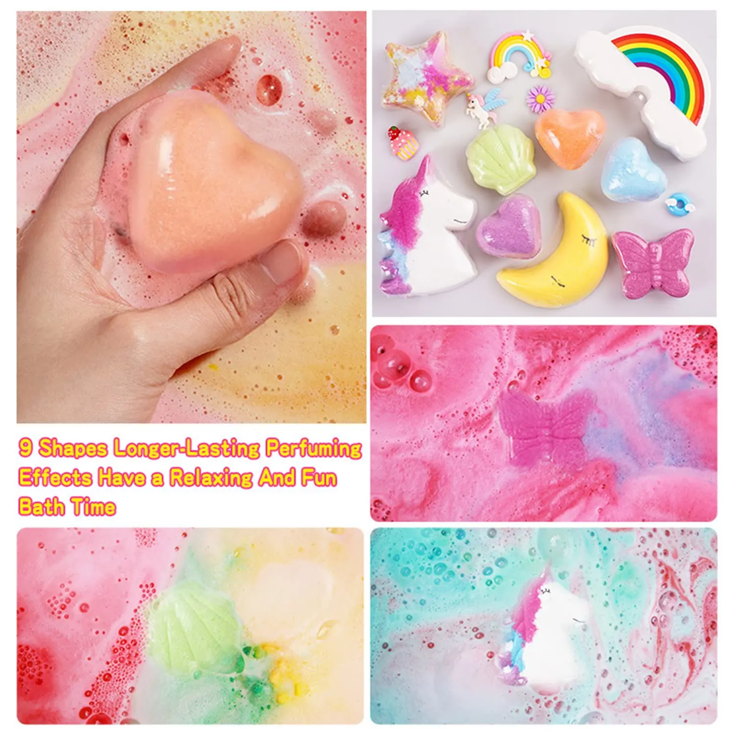 Unicorn Bath Bombs Kids Squishy Toys 9 Pack - Image 5