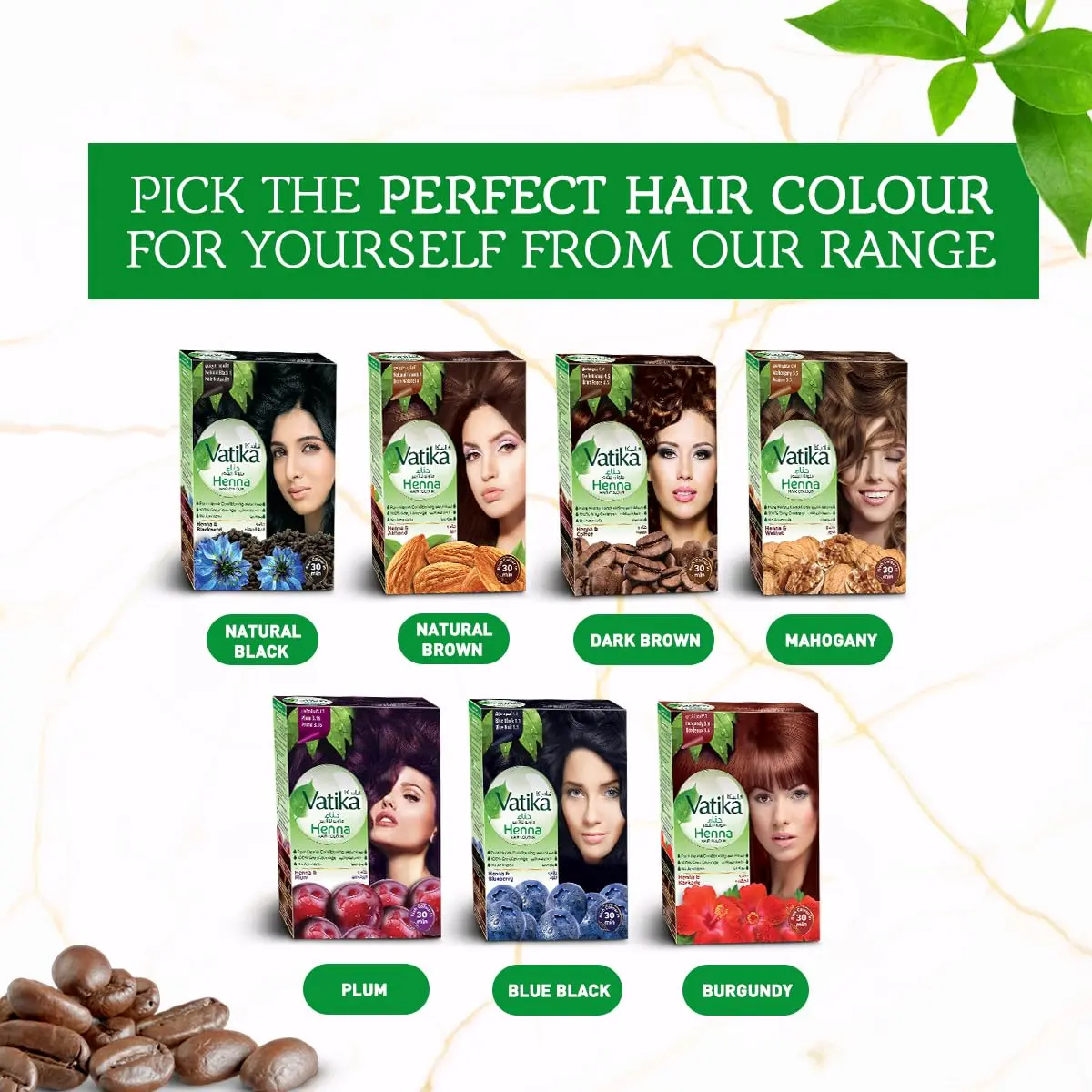 Vatika Henna dark brown hair color provides extreme nourishment and grey coverage without ammonia.