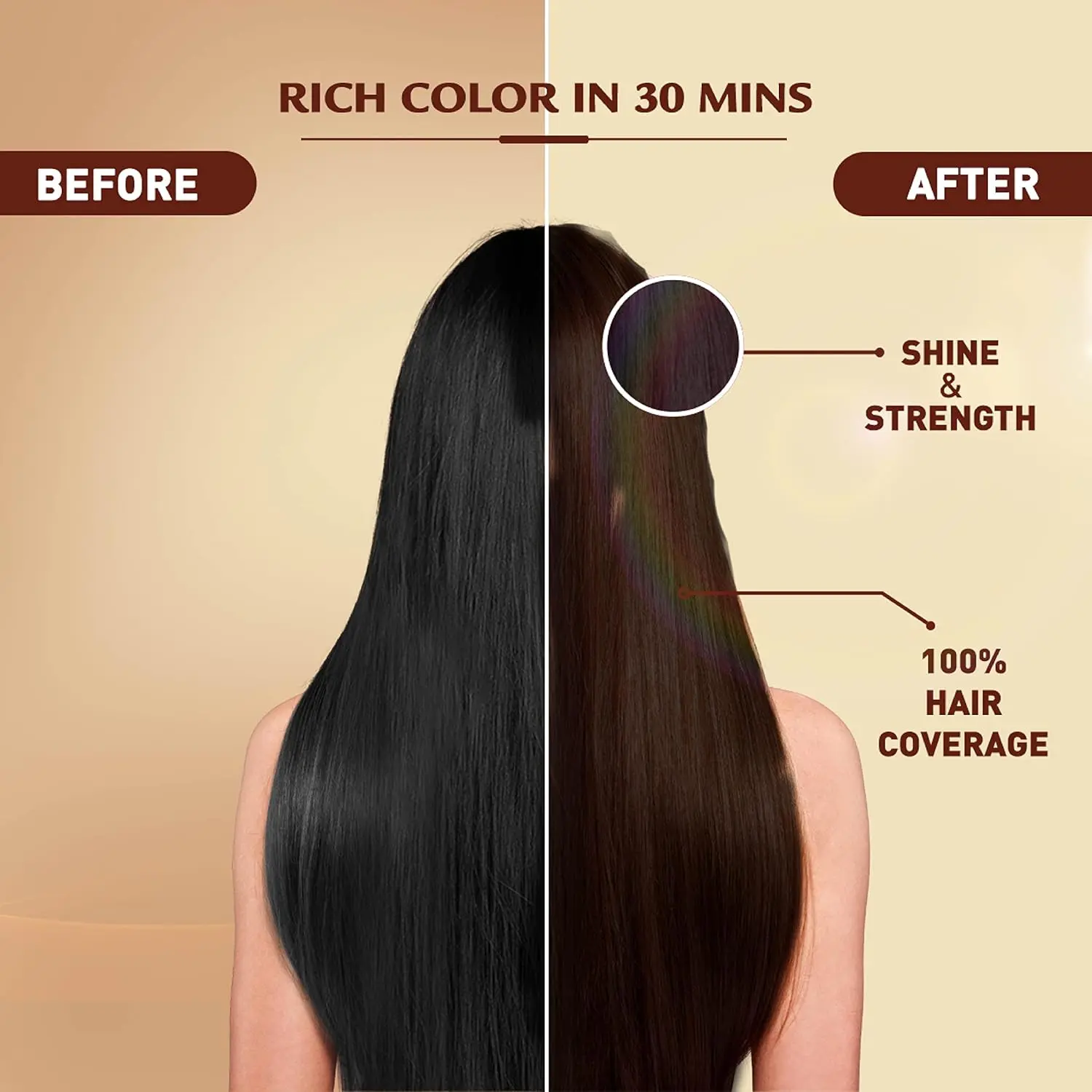 Vatika Naturals medium brown hair color covers gray and nourishes hair with natural ingredients, leaving it healthy and vibrant.