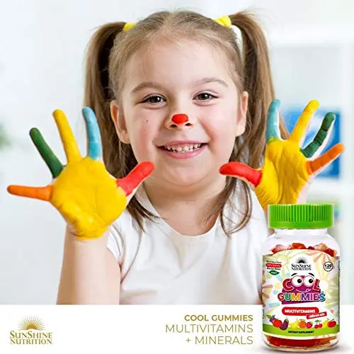 Sunshine Nutrition Cool Gummies are pectin-based, vegan multivitamins for kids with all natural lemon and berry flavor, free of gelatin, artificial colors and preservatives.