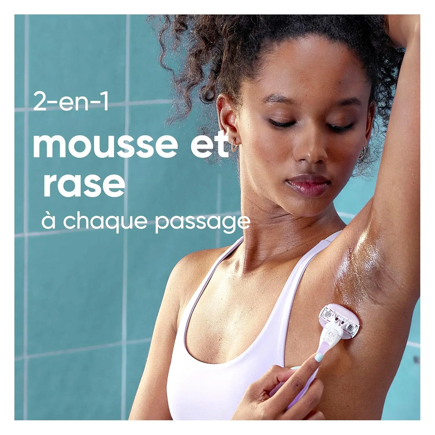 Venus ComfortGlide SPA Breeze refillable razor with freesia scented moisture bars and 3 blades for a smooth, comfortable shave.