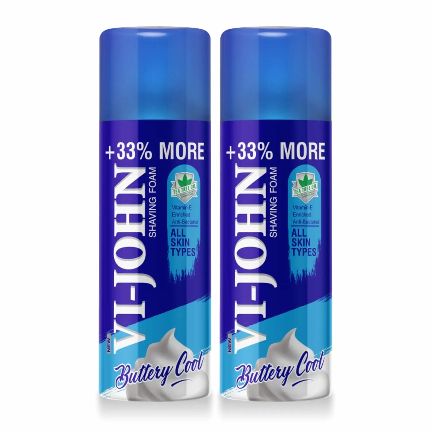 VI-JOHN shaving foam creates a luxurious lather for a smooth shave, enriched with tea tree oil and vitamin E to protect and nourish all skin types.