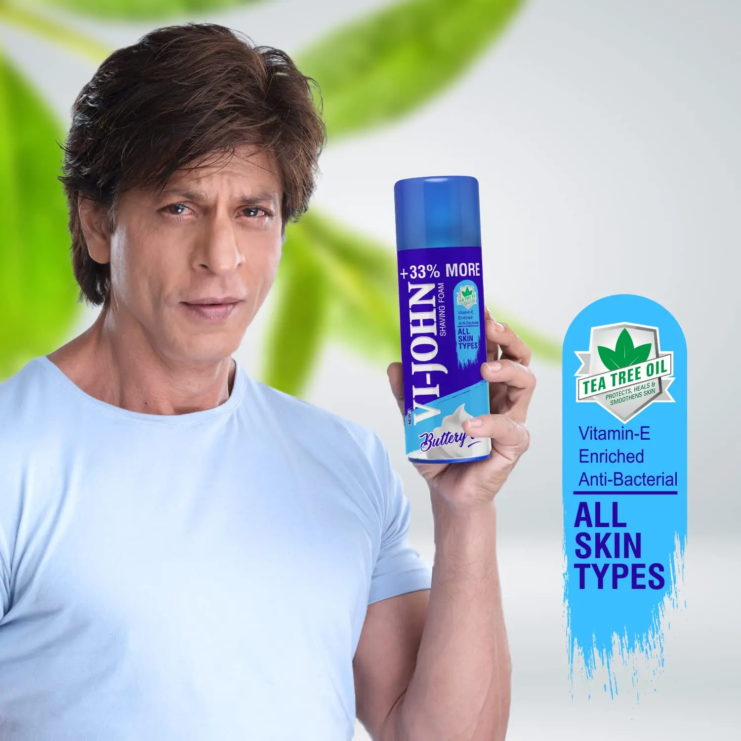 VI-JOHN shaving foam creates a luxurious lather for a smooth shave, enriched with tea tree oil and vitamin E to protect and nourish all skin types.