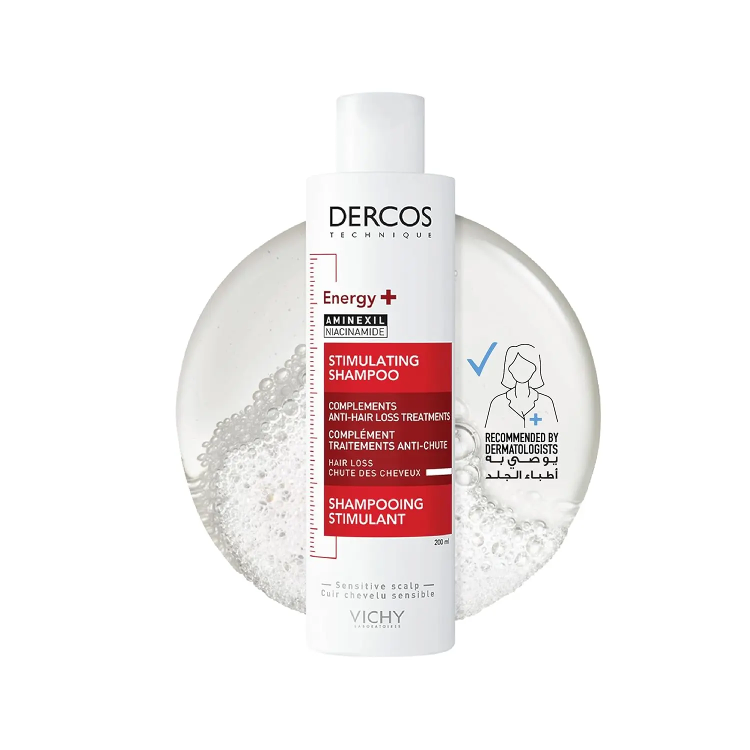 Vichy Dercos Energy + shampoo with Aminexil and Vitamin C strengthens and revitalizes hair, clinically reducing hair loss in 6 weeks.