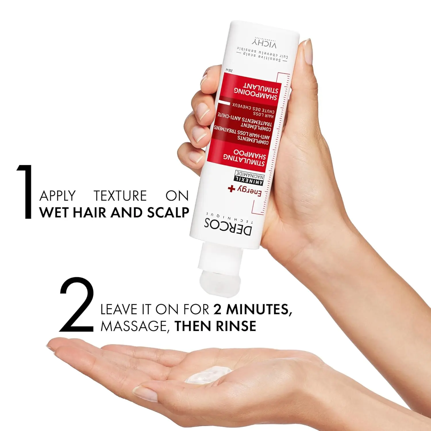 Vichy Dercos Energy + shampoo with Aminexil and Vitamin C strengthens and revitalizes hair, clinically reducing hair loss in 6 weeks.