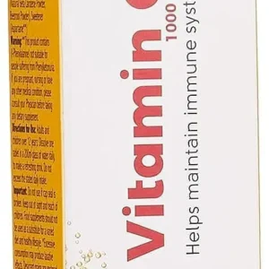 Sunshine Nutrition Vitamin C orange flavored effervescent tablets support immune system function and contribute to normal collagen formation for healthy teeth, gums, bones, and blood vessels.