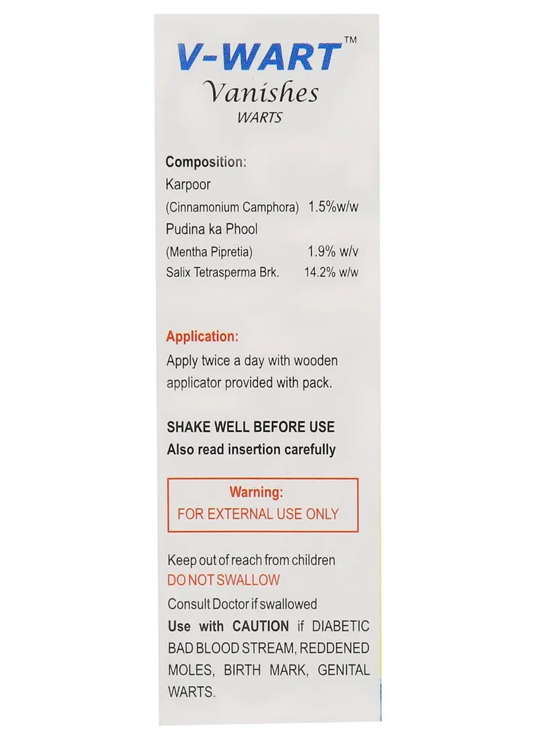 Three bottles of VWART wart and corn remover liquid with wooden applicator for effective and painless treatment of common and plantar warts.