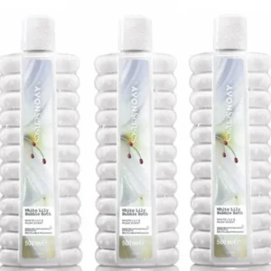 Three 500ml bottles of White Lily bubble bath for a relaxing and fragrant bath experience.