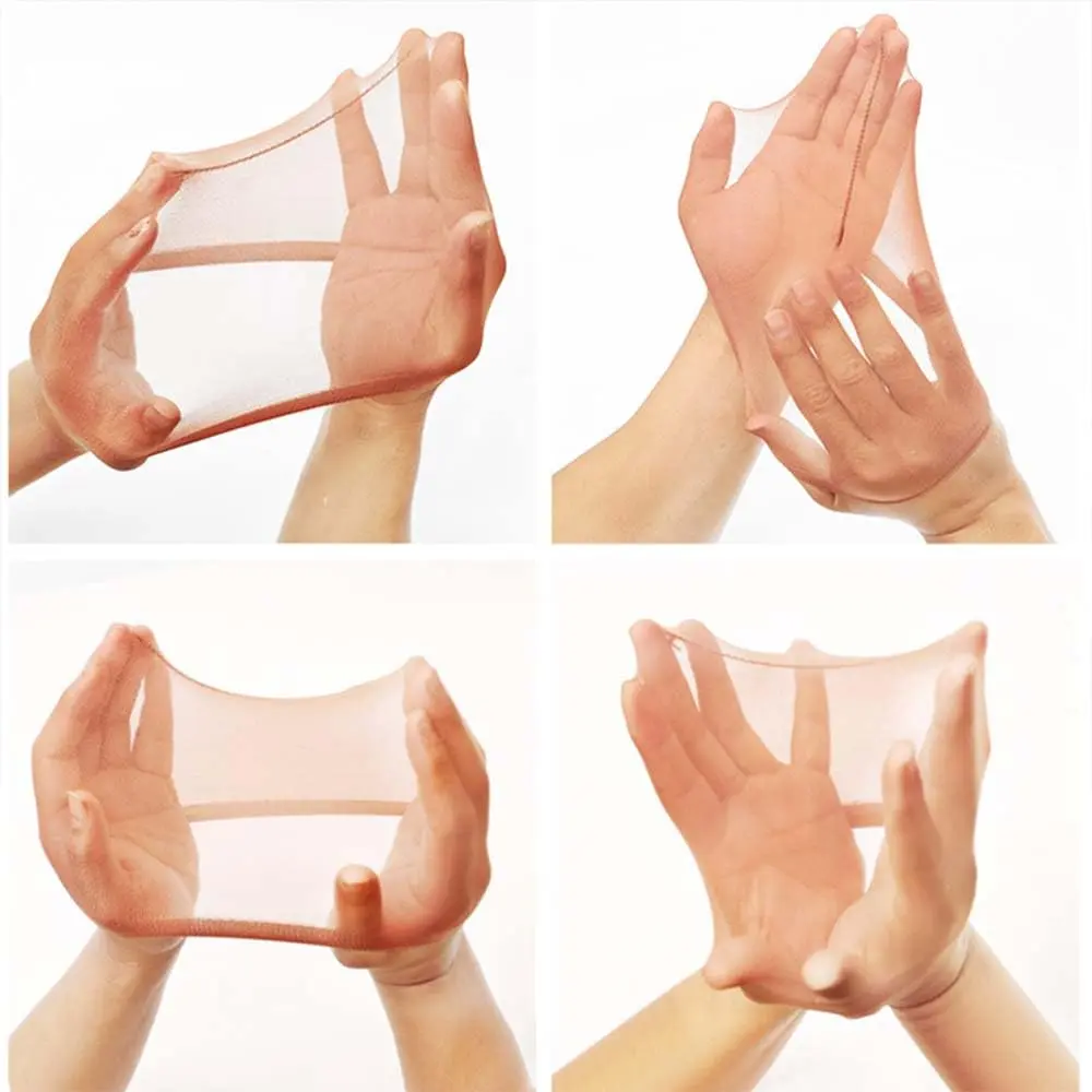 This image shows a 4-pack of nude stocking wig caps, designed for securing hair under wigs and matching all skin tones with their transparent nylon material and comfortable elastic band.