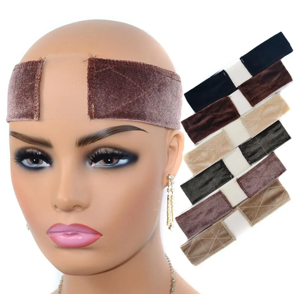 Black velvet wig grip headband secures wigs comfortably without glue or combs, preventing headaches and hair loss.