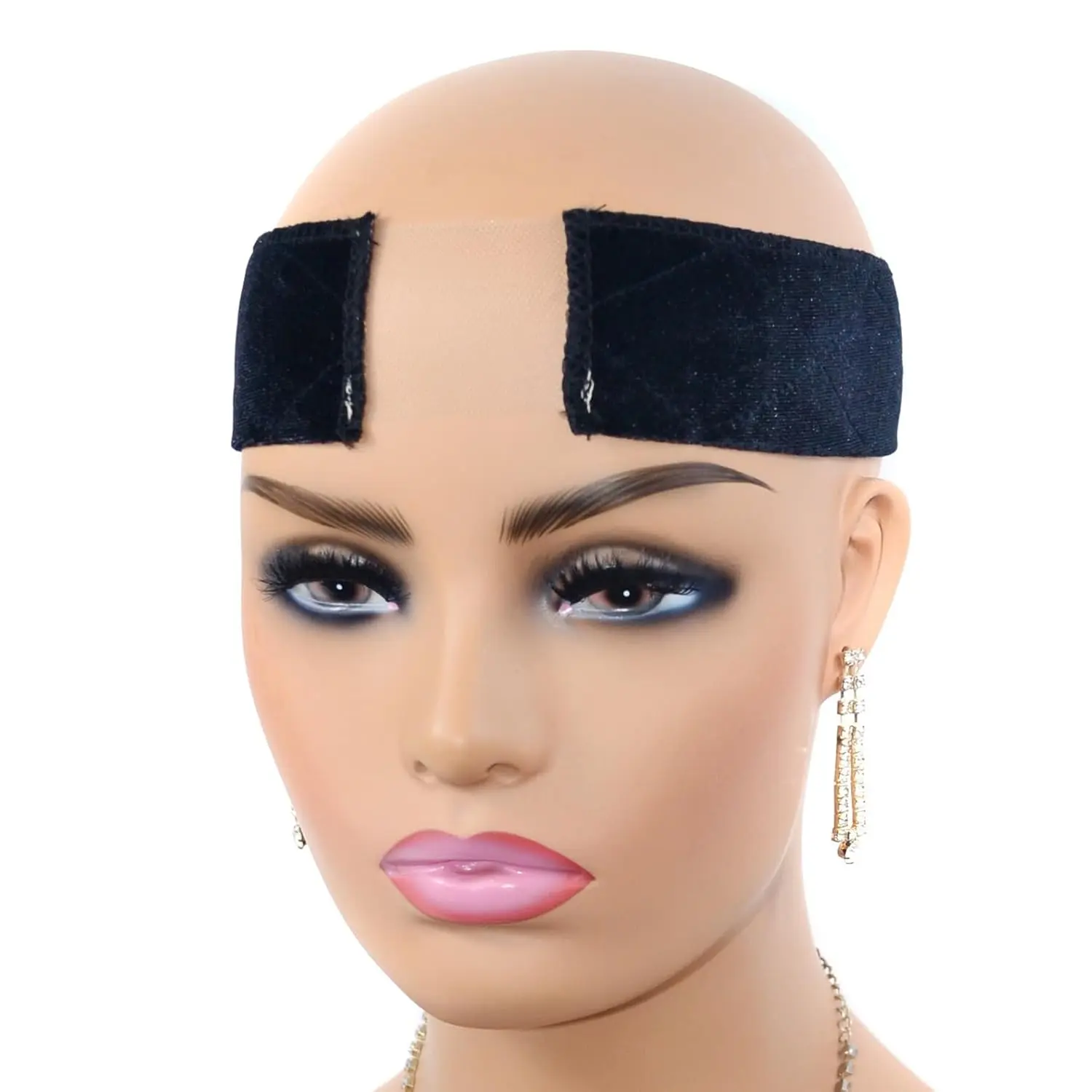 Black velvet wig grip headband secures wigs comfortably without glue or combs, preventing headaches and hair loss.