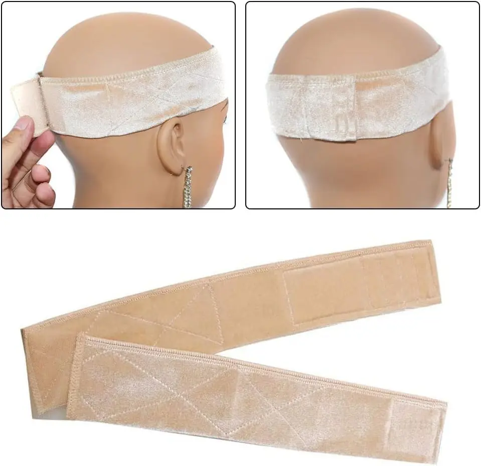 Black velvet wig grip headband secures wigs comfortably without glue or combs, preventing headaches and hair loss.