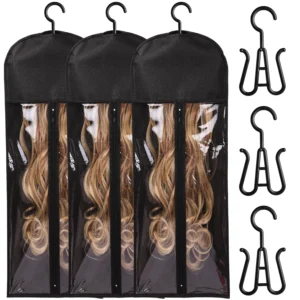 Keep your wigs dust-free, tangle-free, and organized with this 3-piece set of extra long wig storage bags featuring a convenient hanger design for easy closet storage and protection.