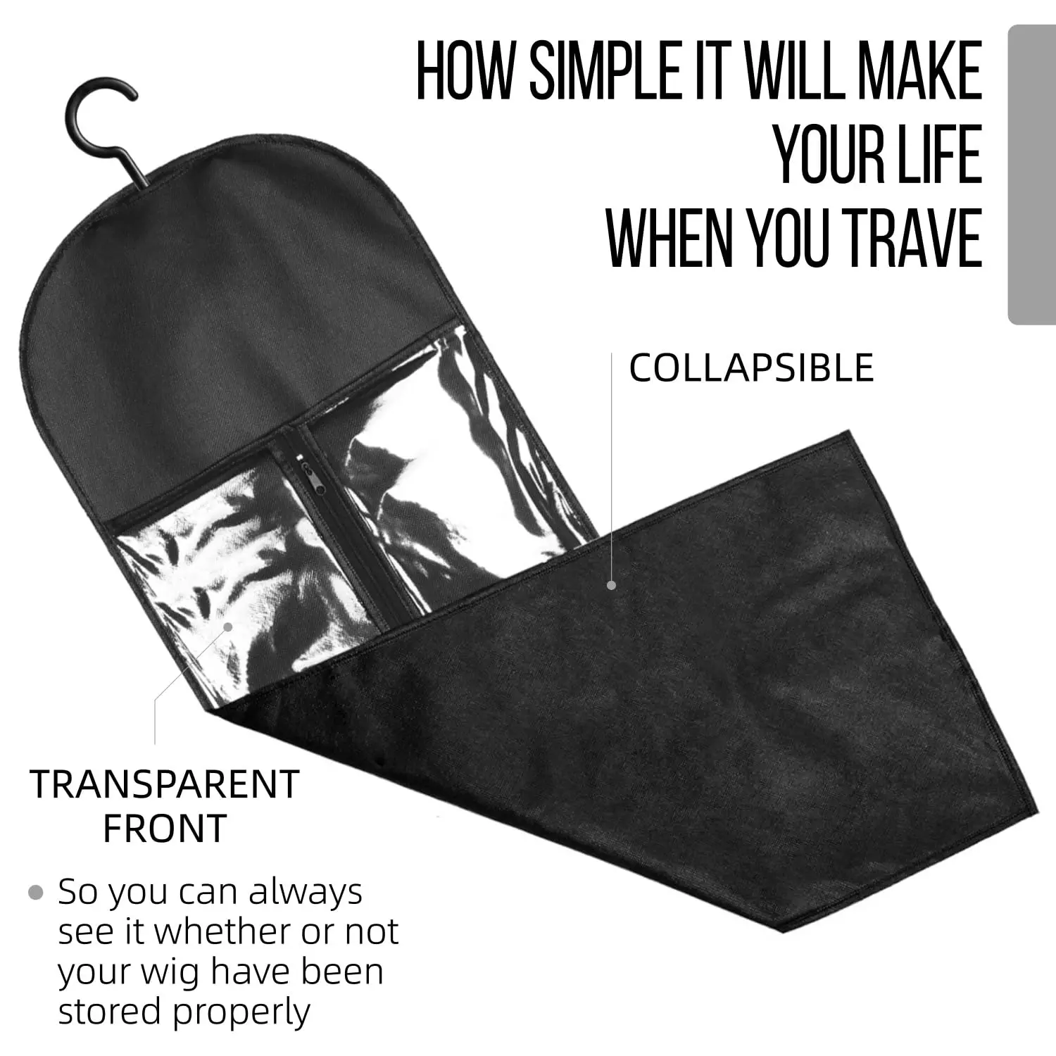 Keep your wigs dust-free, tangle-free, and organized with this 3-piece set of extra long wig storage bags featuring a convenient hanger design for easy closet storage and protection.