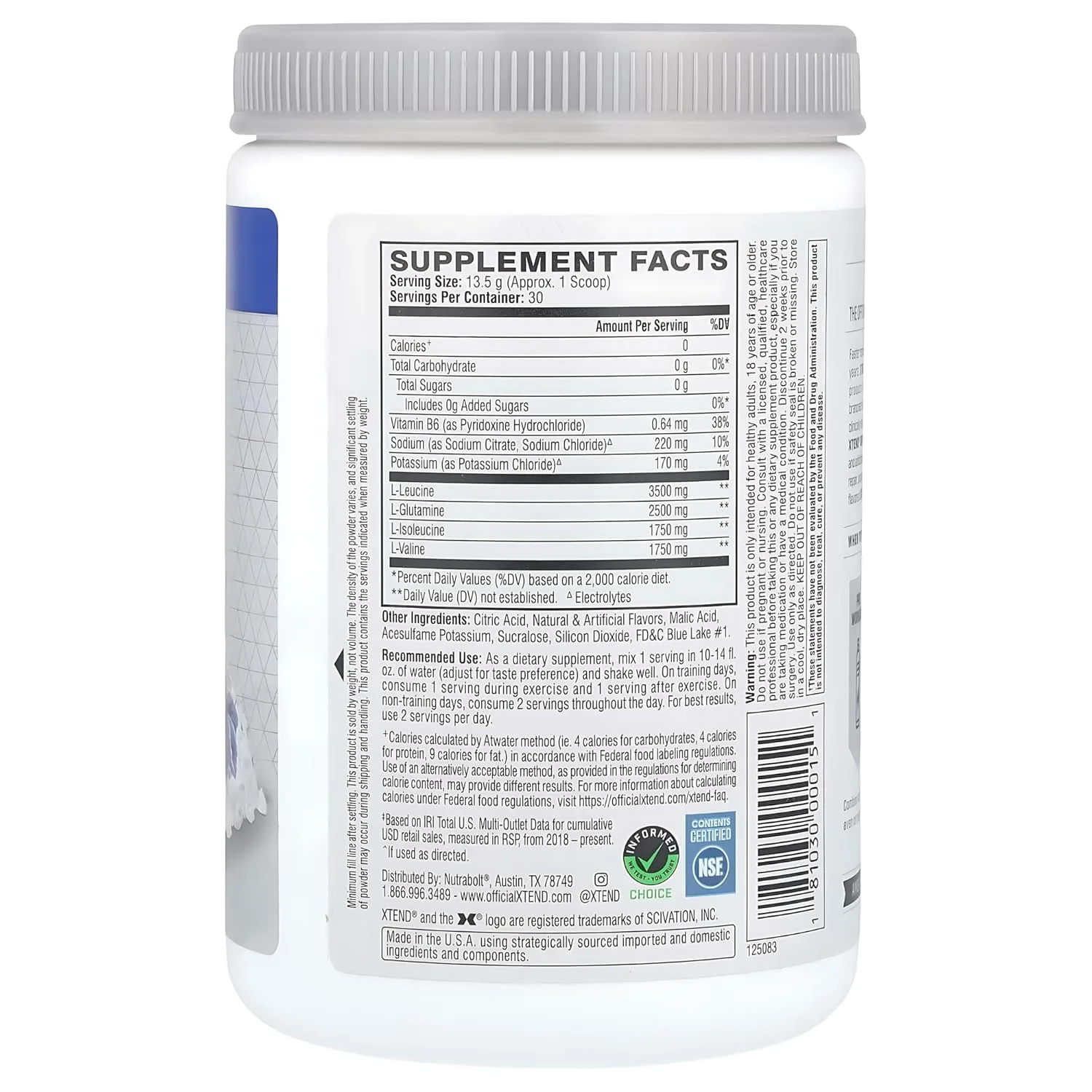 XTEND BCAA Blue Raspberry - Muscle Recovery Drink - Image 3