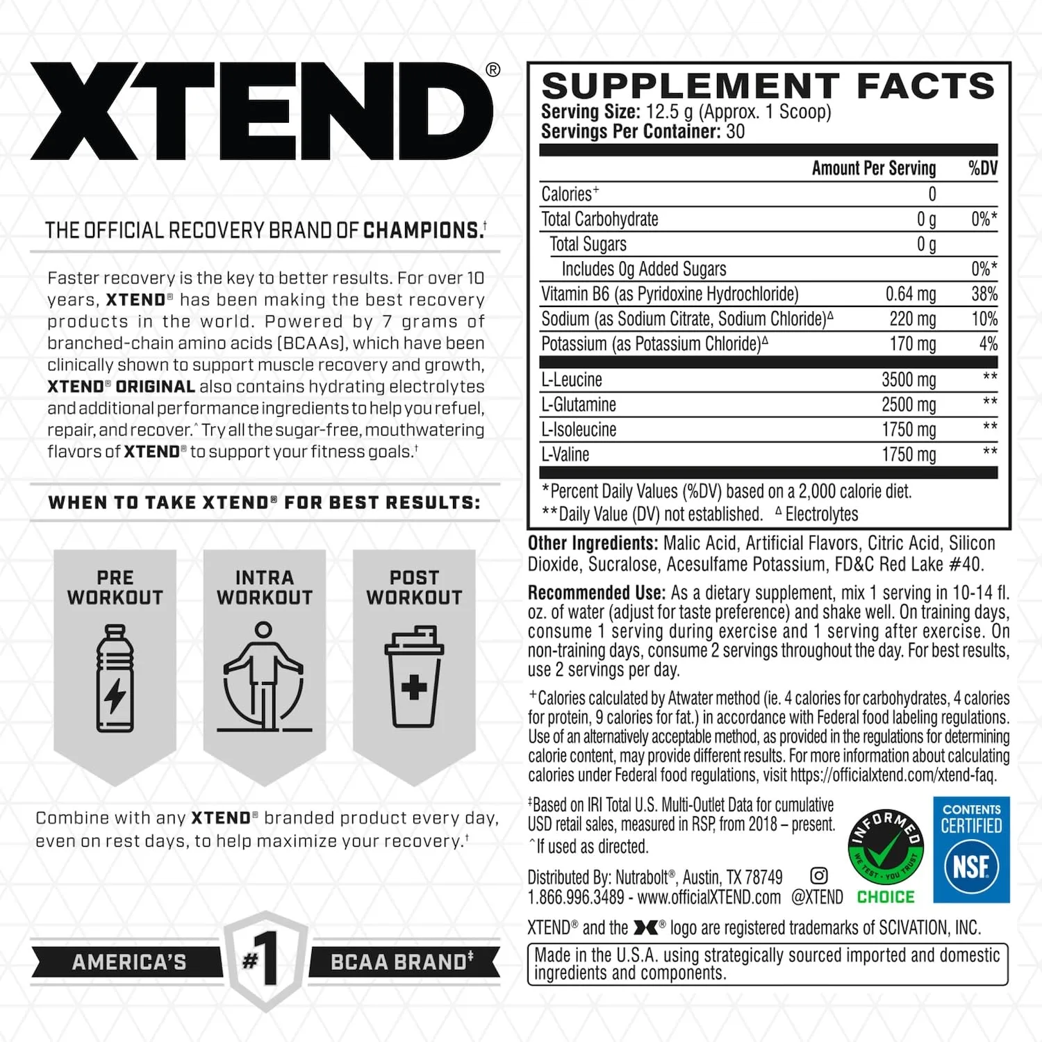 XTEND BCAA Watermelon - Post Workout Recovery Drink - Image 2