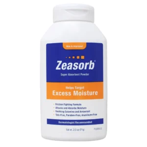 A bottle of Zeasorb Prevention Super Absorbent Powder helps prevent moisture, athlete's foot, jock itch, ringworm and skin irritation.