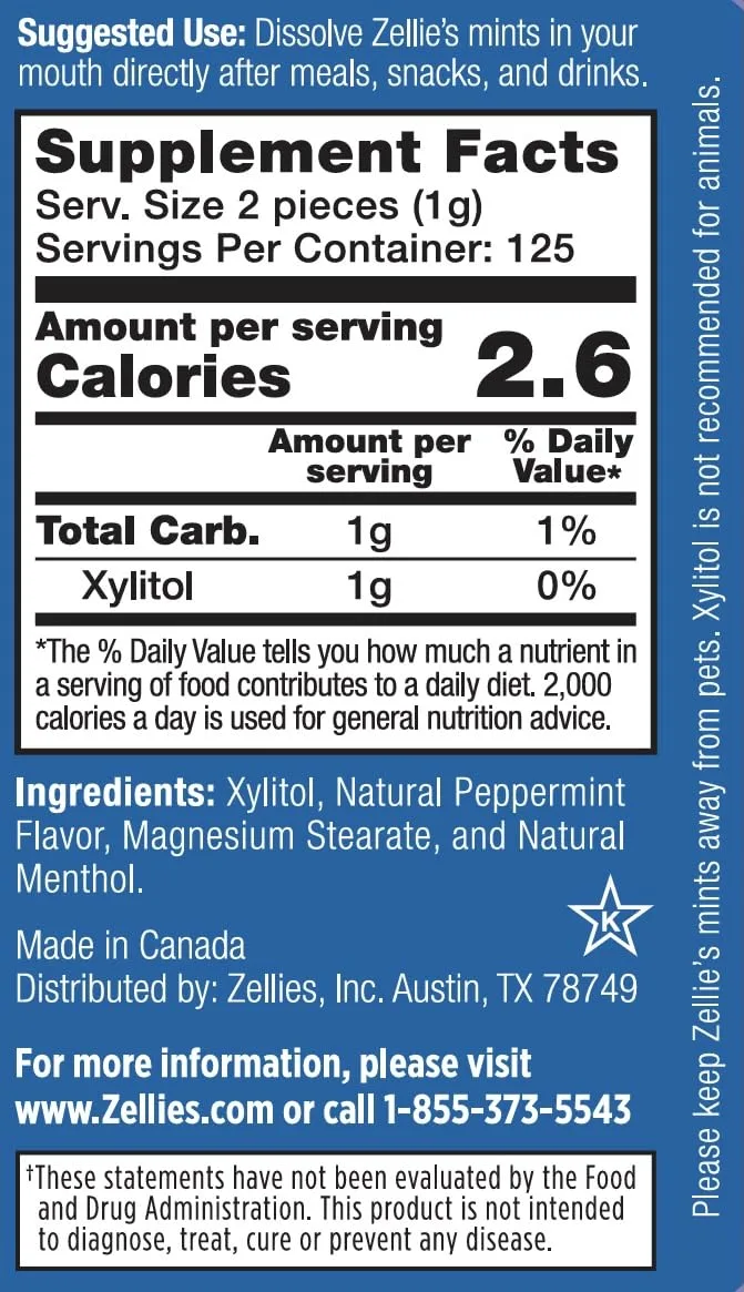 Zellies Cool Mint Mints - Sugar Free & Vegan, 250 Count - Image 2