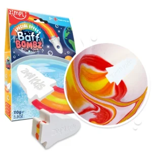 Zimpli Kids Rocket Bath Bomb - Flame Effect, Strawberry