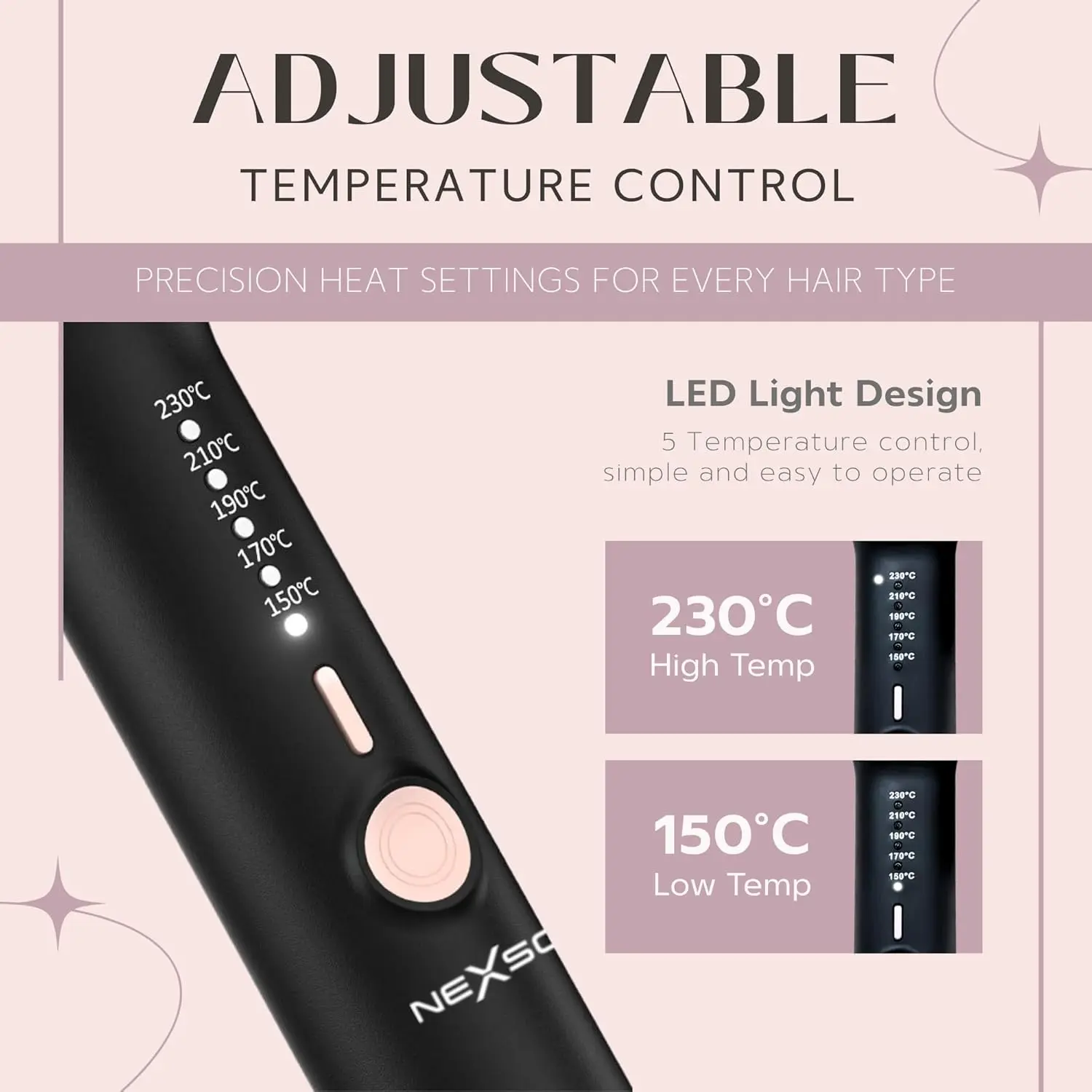 This 5-in-1 hair styler set includes a ceramic curling wand, round brush, and triple barrel waver, offering adjustable heat settings and dual voltage for versatile styling at home or while traveling.