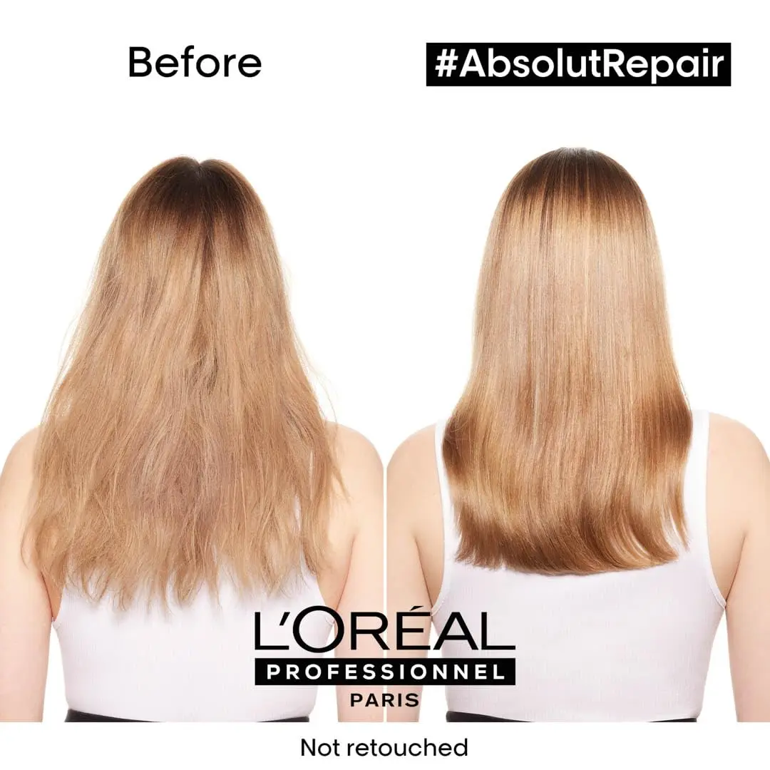 L'Oreal Absolut Repair bundle includes shampoo, oil, and mask with protein and Omega 9 to nourish, resurface, and protect dry, damaged hair, leaving it shiny, smooth, and manageable.