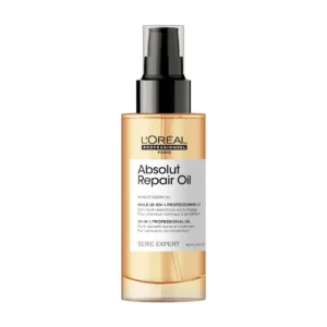 L'Oréal Absolut Repair leave-in treatment with protein and gold quinoa nourishes, resurfaces, and adds shine to dry, damaged hair while providing lightweight detangling and heat protection.