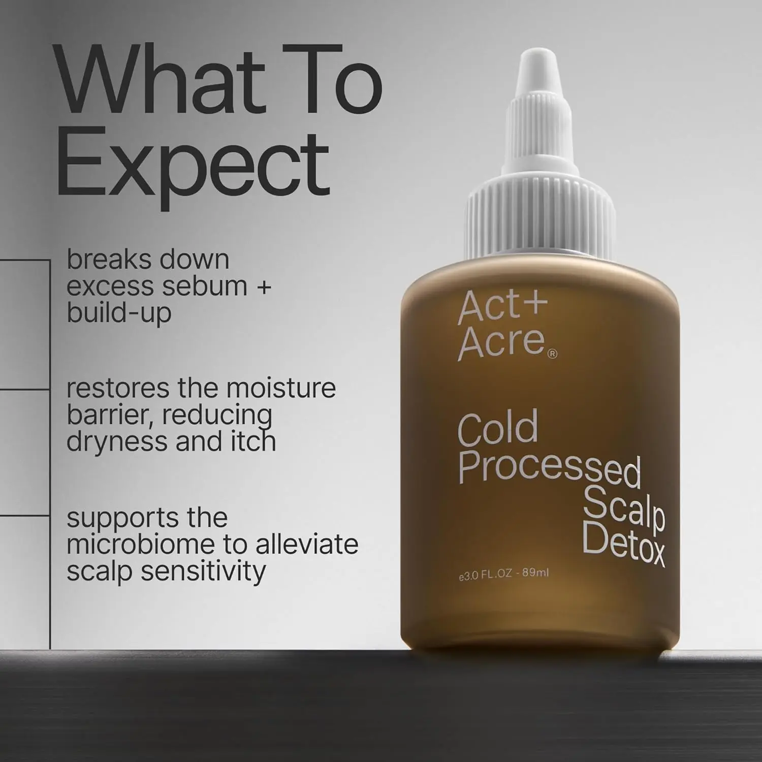 ACT+ACRE scalp detox for removing buildup and nourishing hair follicles.
