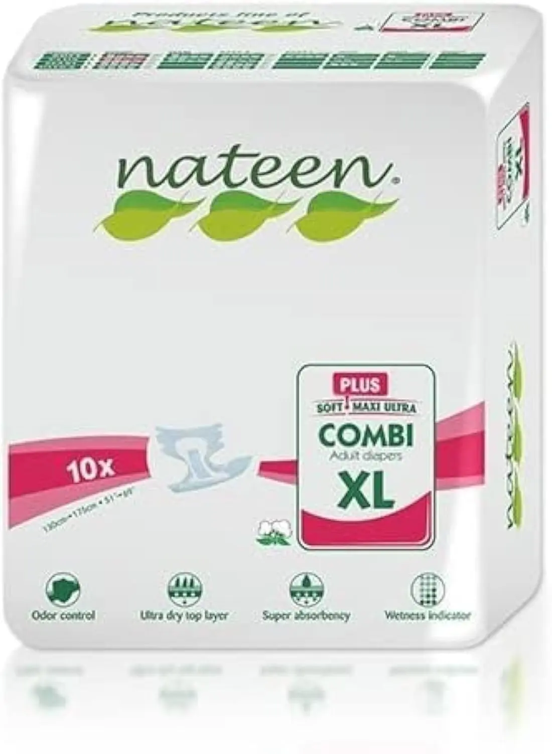 Forty extra large Tendercare-Nateen Day Plus adult incontinence nappies, size large with 3400ml absorbency, discreetly packaged.