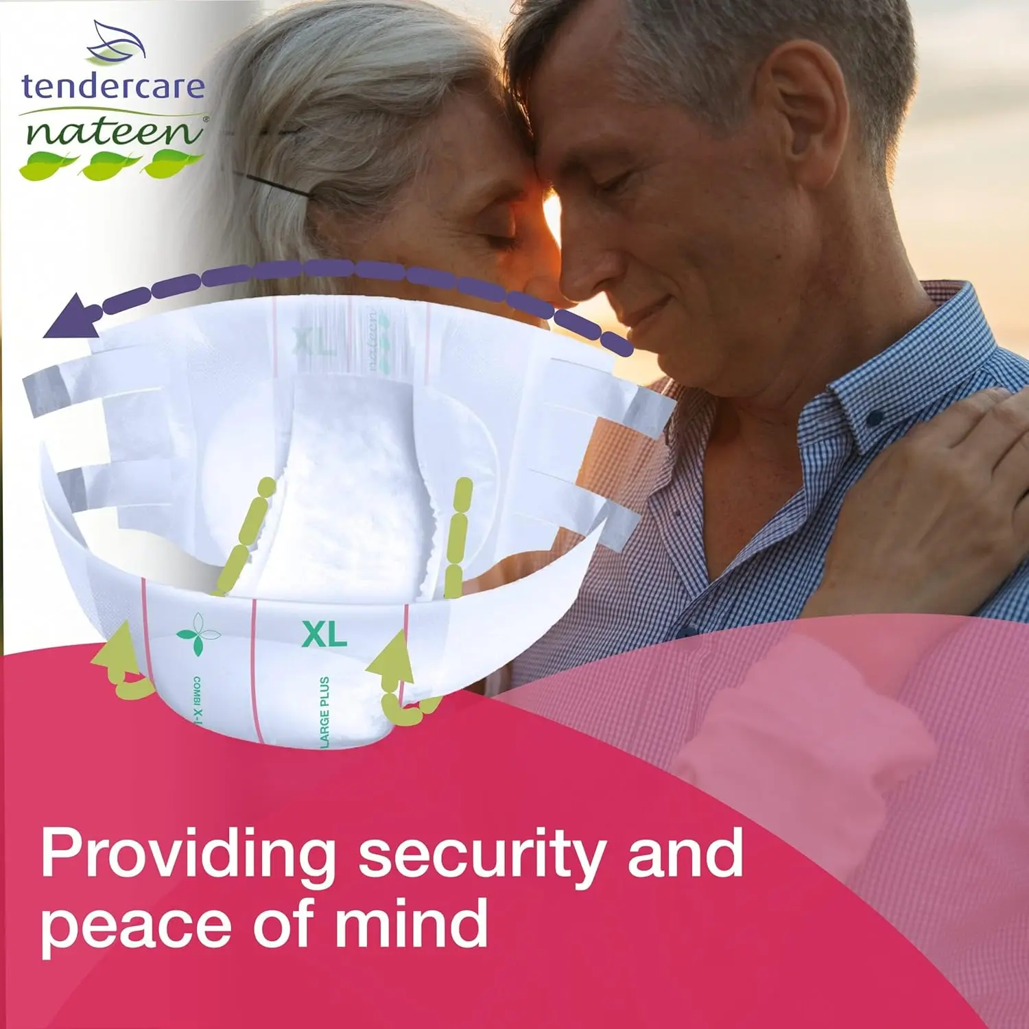 Forty extra large Tendercare-Nateen Day Plus adult incontinence nappies, size large with 3400ml absorbency, discreetly packaged.