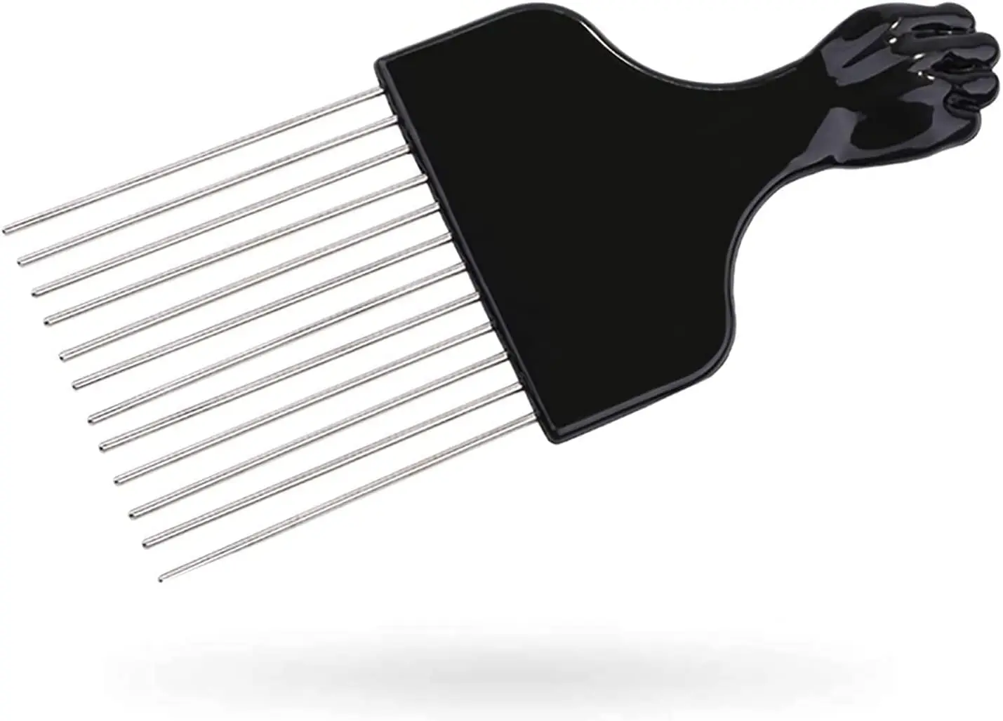 This metal afro pick comb is designed for styling curly hair and creating coils, perfect for achieving your desired Afro hairstyle.