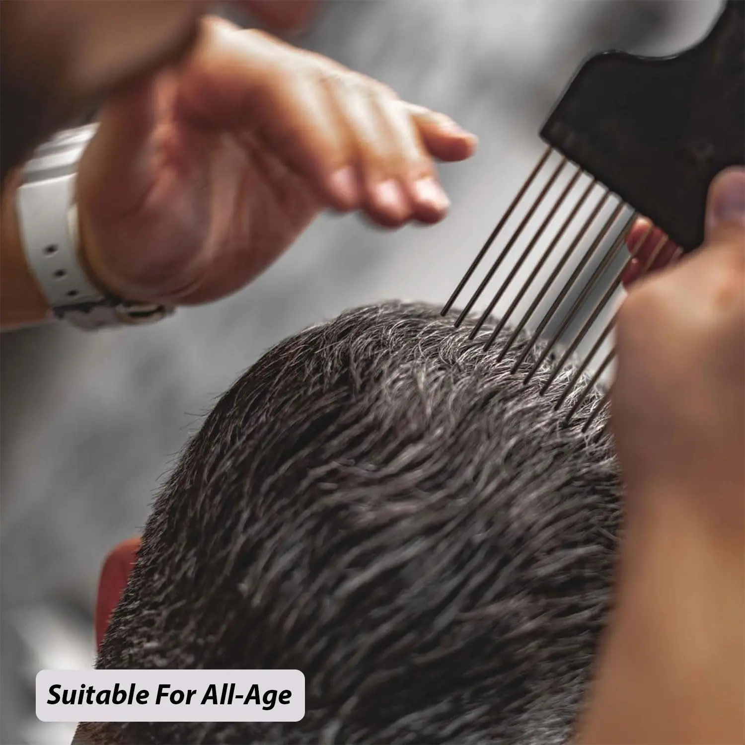 This metal afro pick comb is designed for styling curly hair and creating coils, perfect for achieving your desired Afro hairstyle.