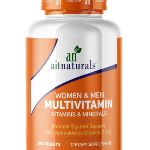 Aitnaturals multivitamin for men and women, containing essential vitamins and minerals to support energy, immunity, and overall health in a convenient tablet form.