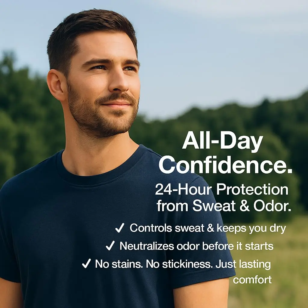 A clear roll-on alcohol-free deodorant for men with sensitive skin, offering long-lasting sweat and odor protection with a vegan, fragrance-free formula made in Sweden.