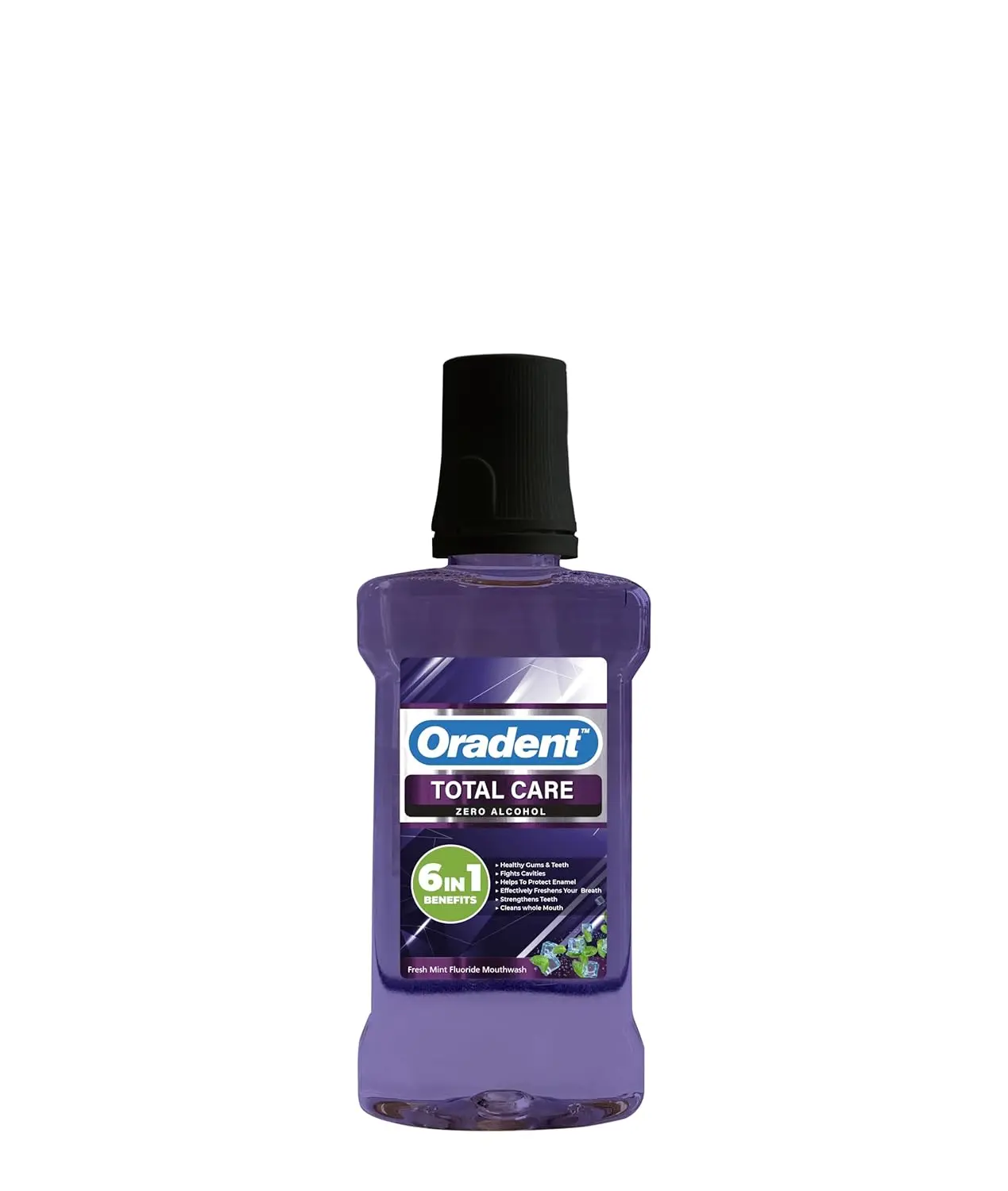 Total Care alcohol-free mouthwash provides long-lasting fresh breath, helps reduce plaque, and soothes sensitive gums for overall oral health.