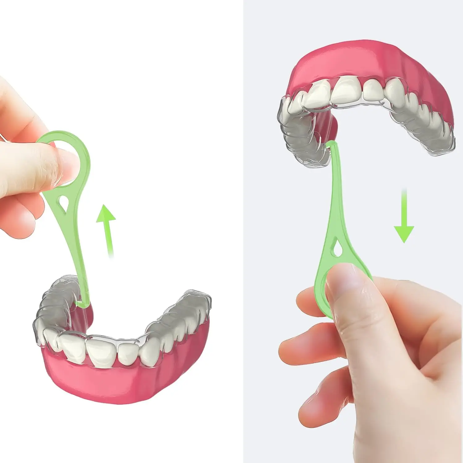 This green ARGOMAX aligner removal tool is designed for easy and hygienic removal of invisible braces, trays, retainers, dentures and aligners.