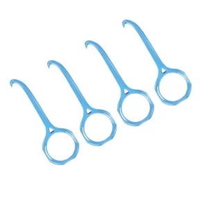 This image shows a 4-pack of blue aligner removal tools designed for removing clear aligners and invisible braces comfortably and easily, promoting oral care.