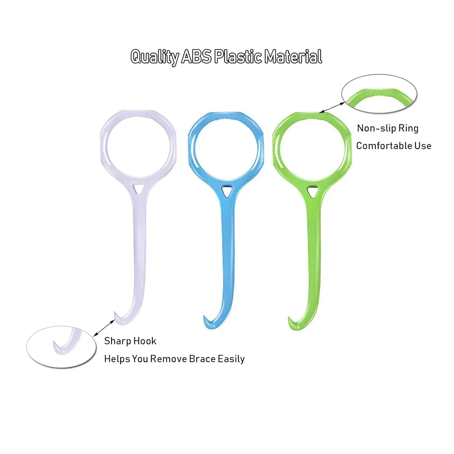 This image shows a four-pack of white aligner removal tools designed for removing clear aligners and invisible braces easily and comfortably without hurting teeth or introducing bacteria.