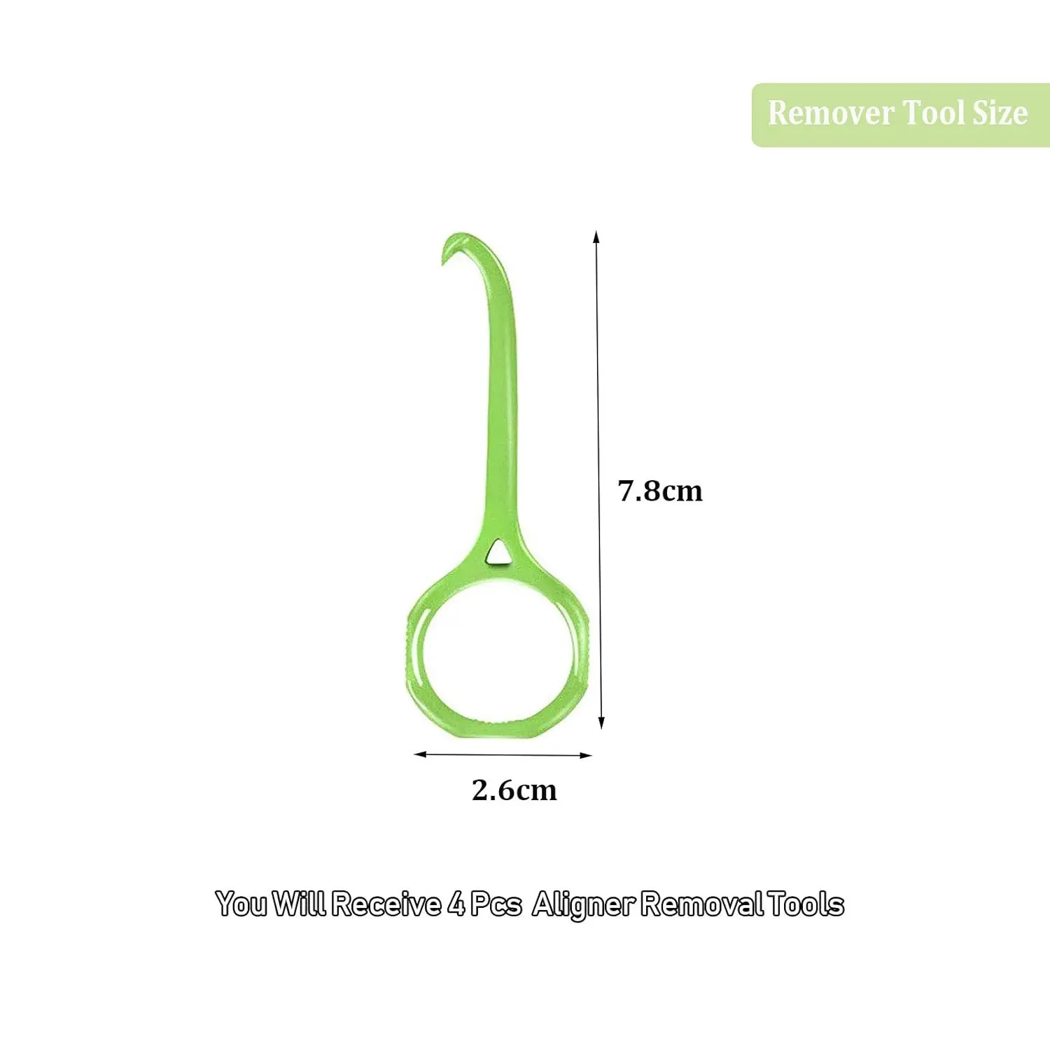 This image shows a set of four colorful aligner removal tools designed for easy and comfortable removal of clear aligners and invisible braces.
