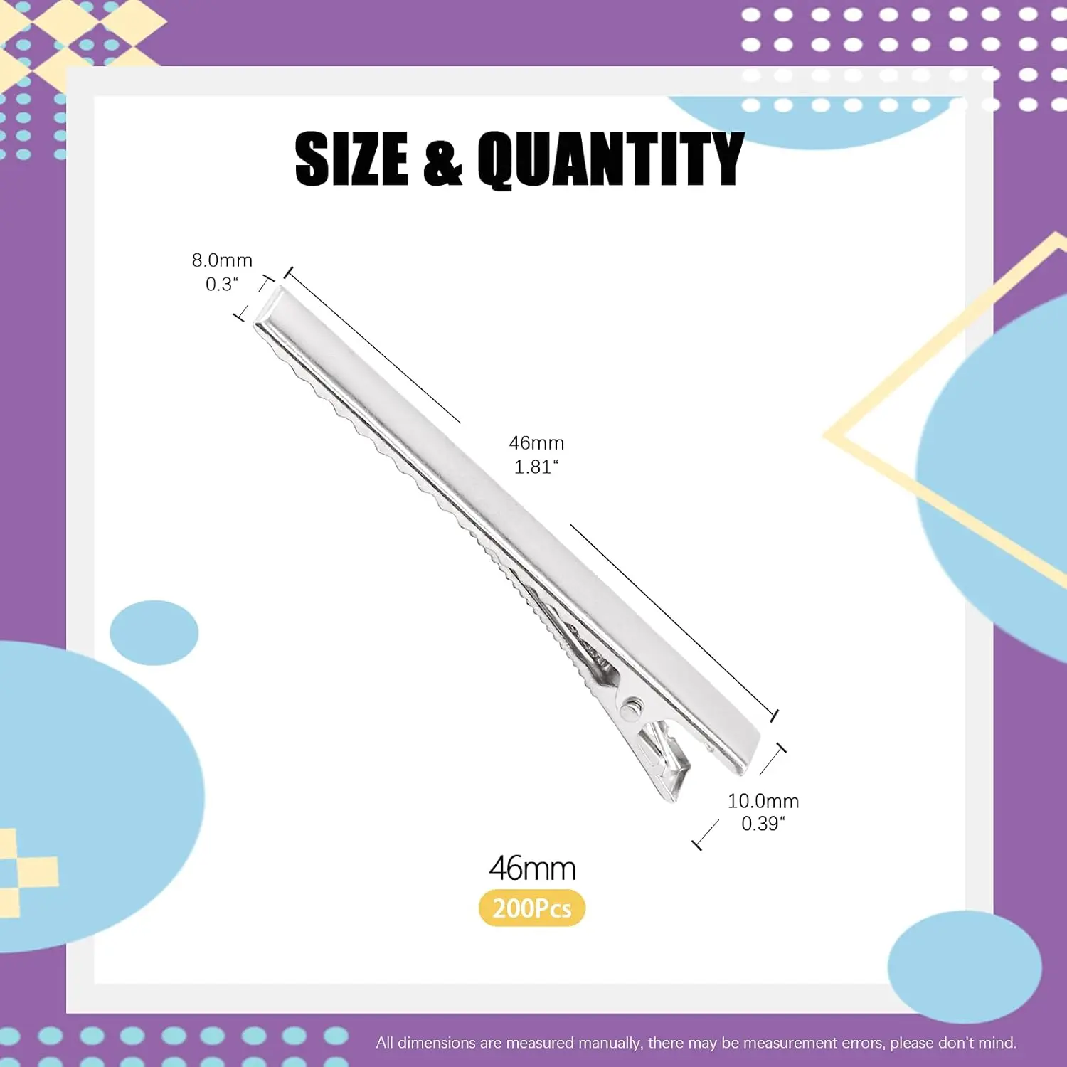 This image shows a kit of 200 metal alligator hair clips in various sizes perfect for hair styling, sectioning, and DIY hair accessories.