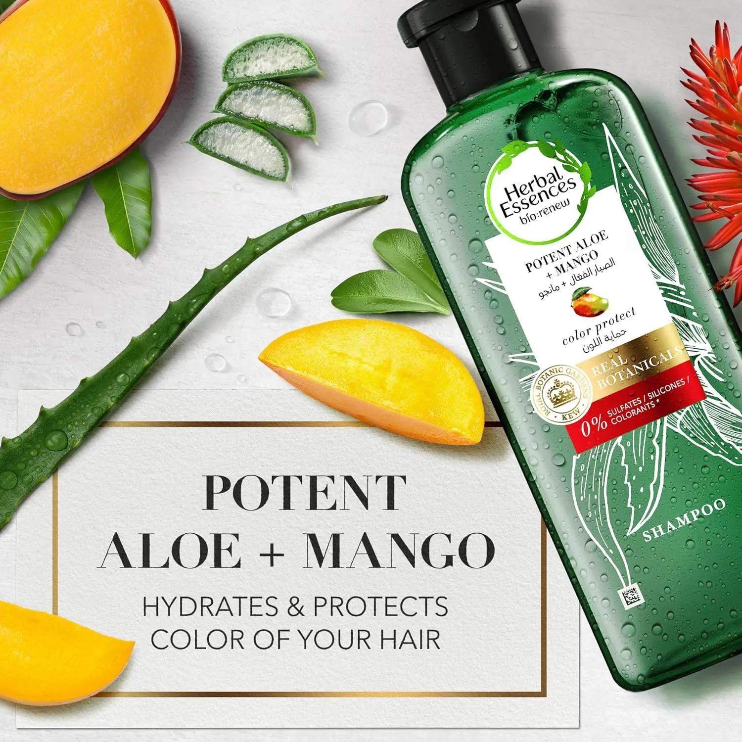 Herbal Essences Aloe Vera and Mango shampoo, conditioner, and hair oil set protects color-treated hair and hydrates dry hair, leaving it smooth and manageable.