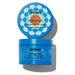 Amika Hydro Rush Intense Moisture Mask provides 5x more hydrated, 4x stronger hair, reduces breakage by 76% and makes hair 5x easier to comb after just one use.