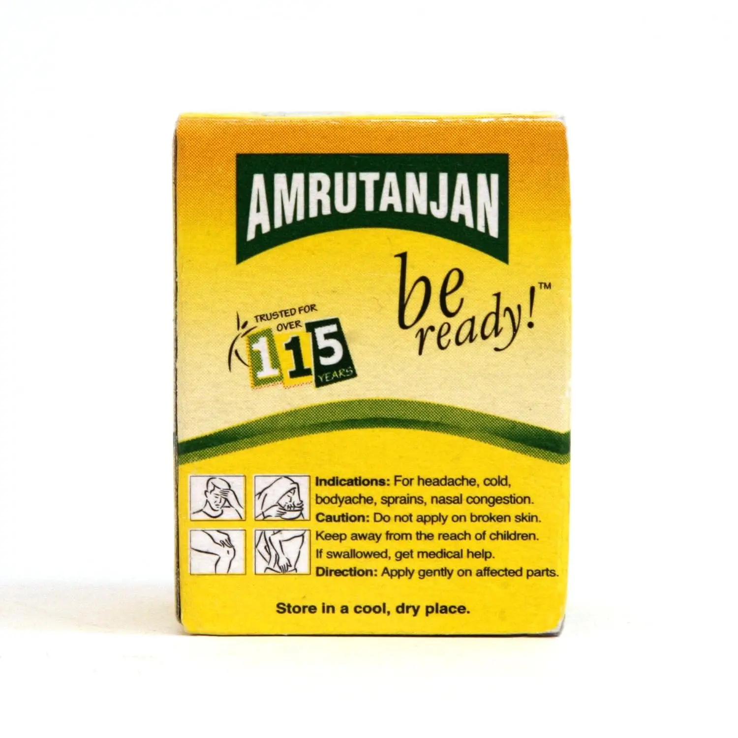 Amrutanjan aromatic balm for headache relief, manufactured by Amrutanjan, offering pure healthy essence in a set of four 9ml containers, designed to kick out pain.