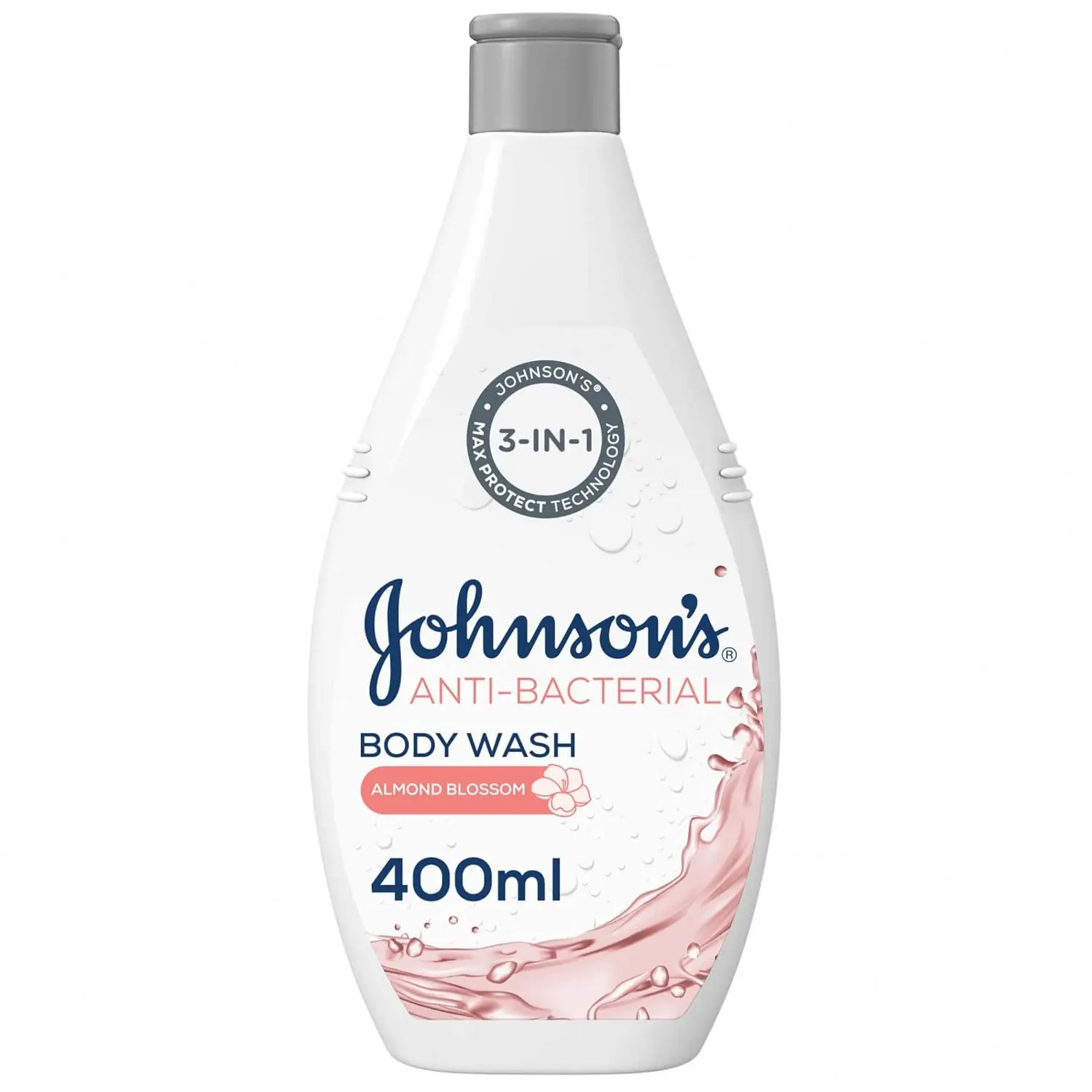 Johnson & Johnson antibacterial body wash with almond blossom scent gently removes germs and bacteria while moisturizing skin.